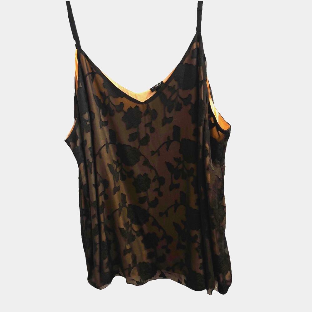 Torrid 6 Sophie Clip Chiffon Swing Cami Deep Black Clsssiccore Coquette